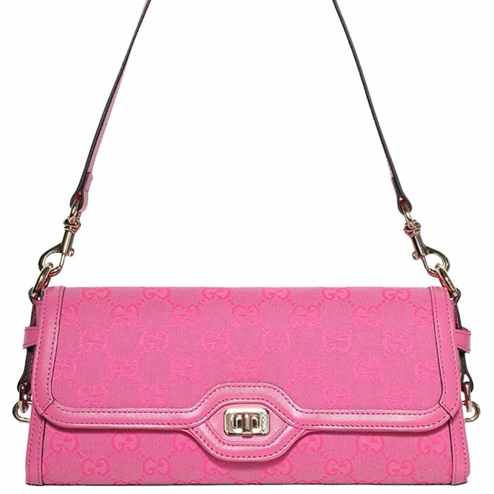 NWT Pink Gucci Luce Leather and Canvas Bag